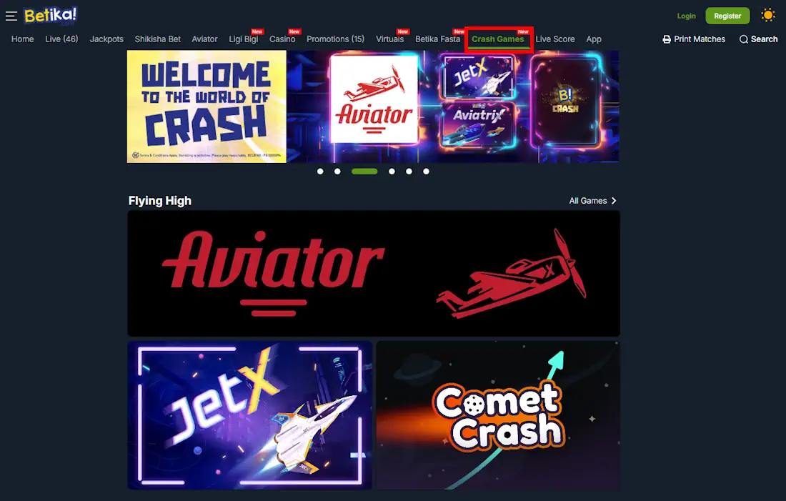 Betika Kenya Crash games Screenshot